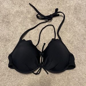 Black halter tie push up bikini top